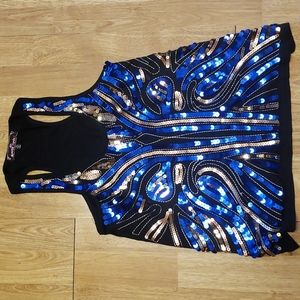 NWT blue/gold sequined racerback tank size medium